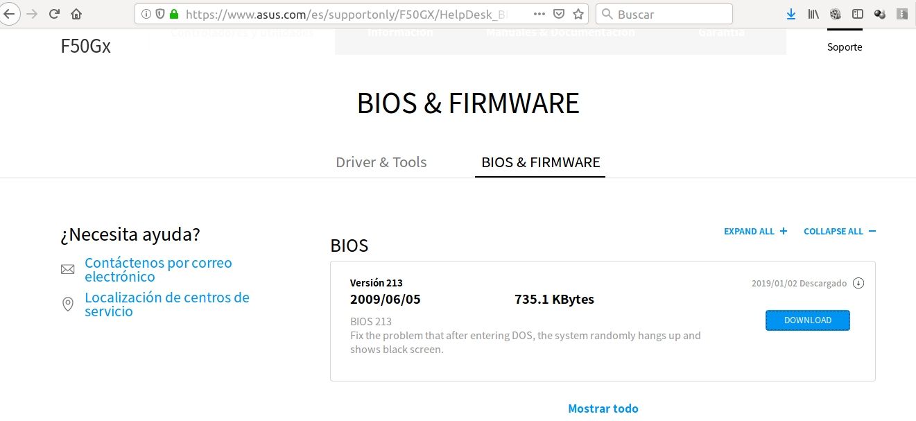 Web de descarga de firmware