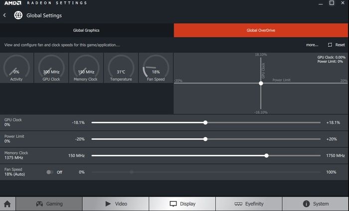 Pantalla de los drivers AMD GPU