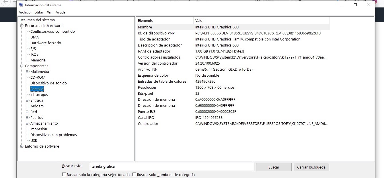 información sistema GPU