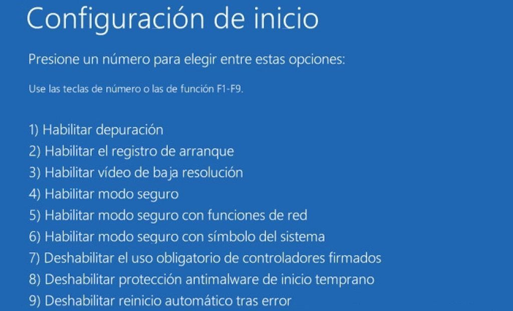 opciones modo seguro Win10