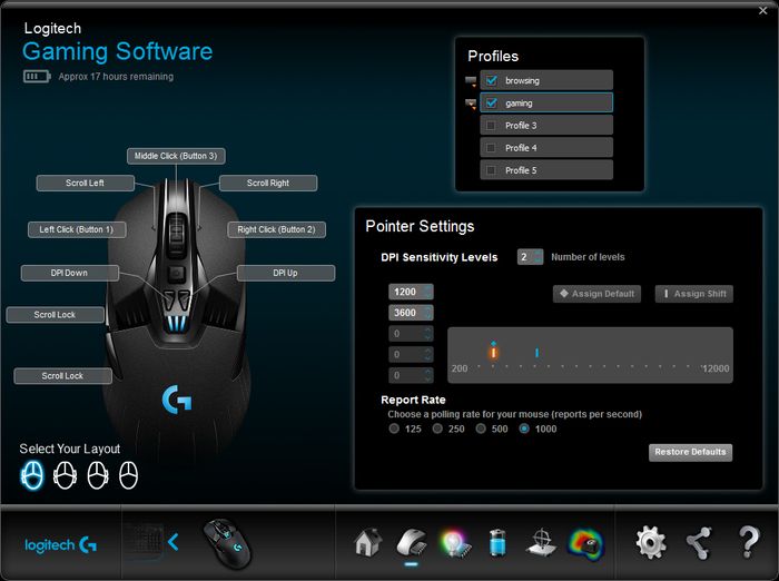 Configuración de ratón por software