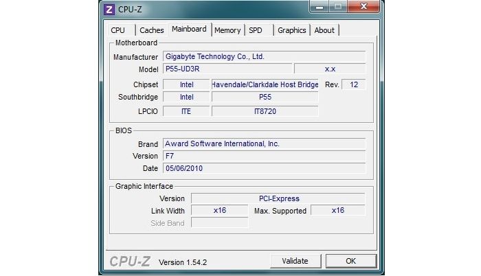 CPU-Z placa base modelo