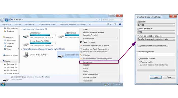 formatear en Windows