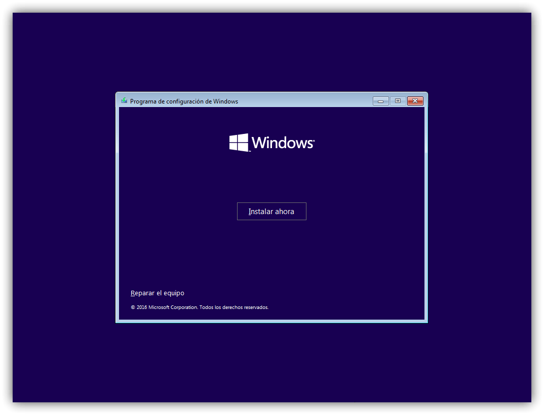 Windows 10 instalación