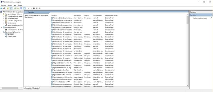 servicios de Windows 10