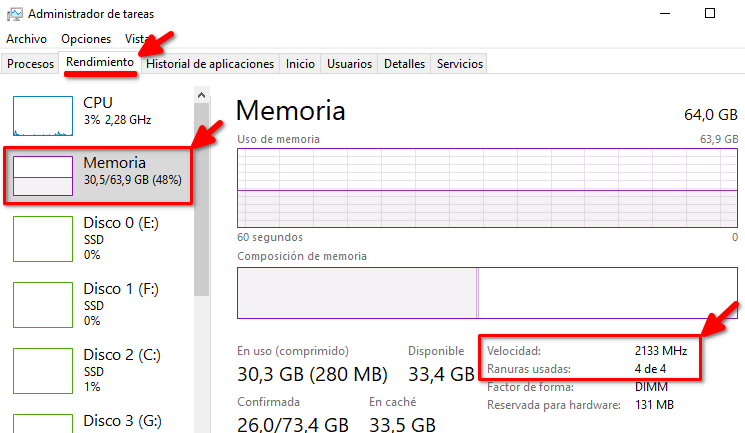 velocidad ram administrador tareas