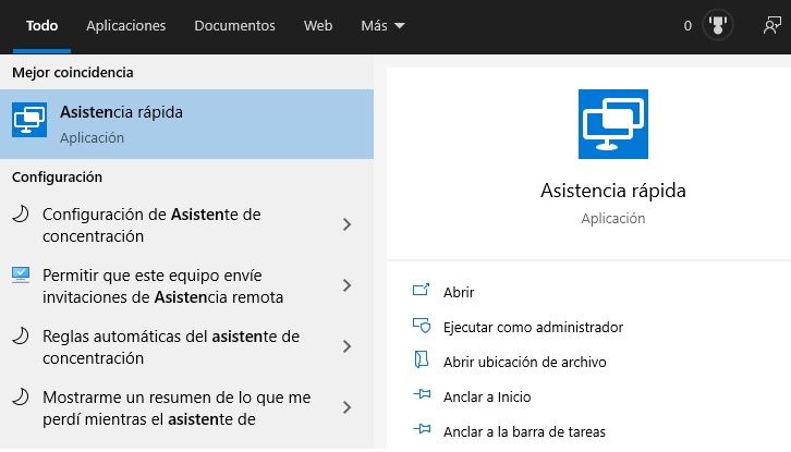 asistencia rápida windows