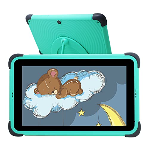 Tablet Niños de 7 Pulgadas, Tablet Niños con ROM de 32GB, IPS HD Display Quad-Core Android 10 WiFi, Tabletas de Aprendizaje con Soporte de Estuche a Prueba de niños, Verde