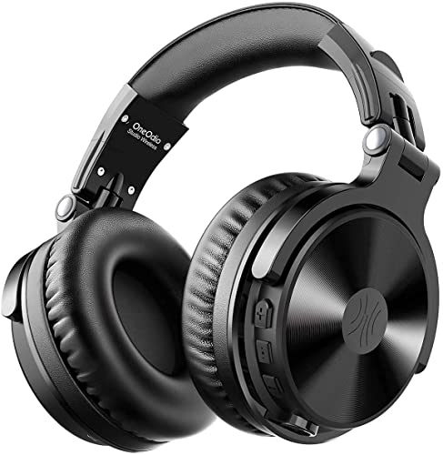 OneOdio Auricurales Bluetooth Inalámbricos 80H, Auriculares HiFi de 50mm Altavoz con Micrófono CVC 8.0, Auriculares de Audio con Cable para Móvil PC Portátil, Orejeras Proteicas 90° Ajustable para DJ