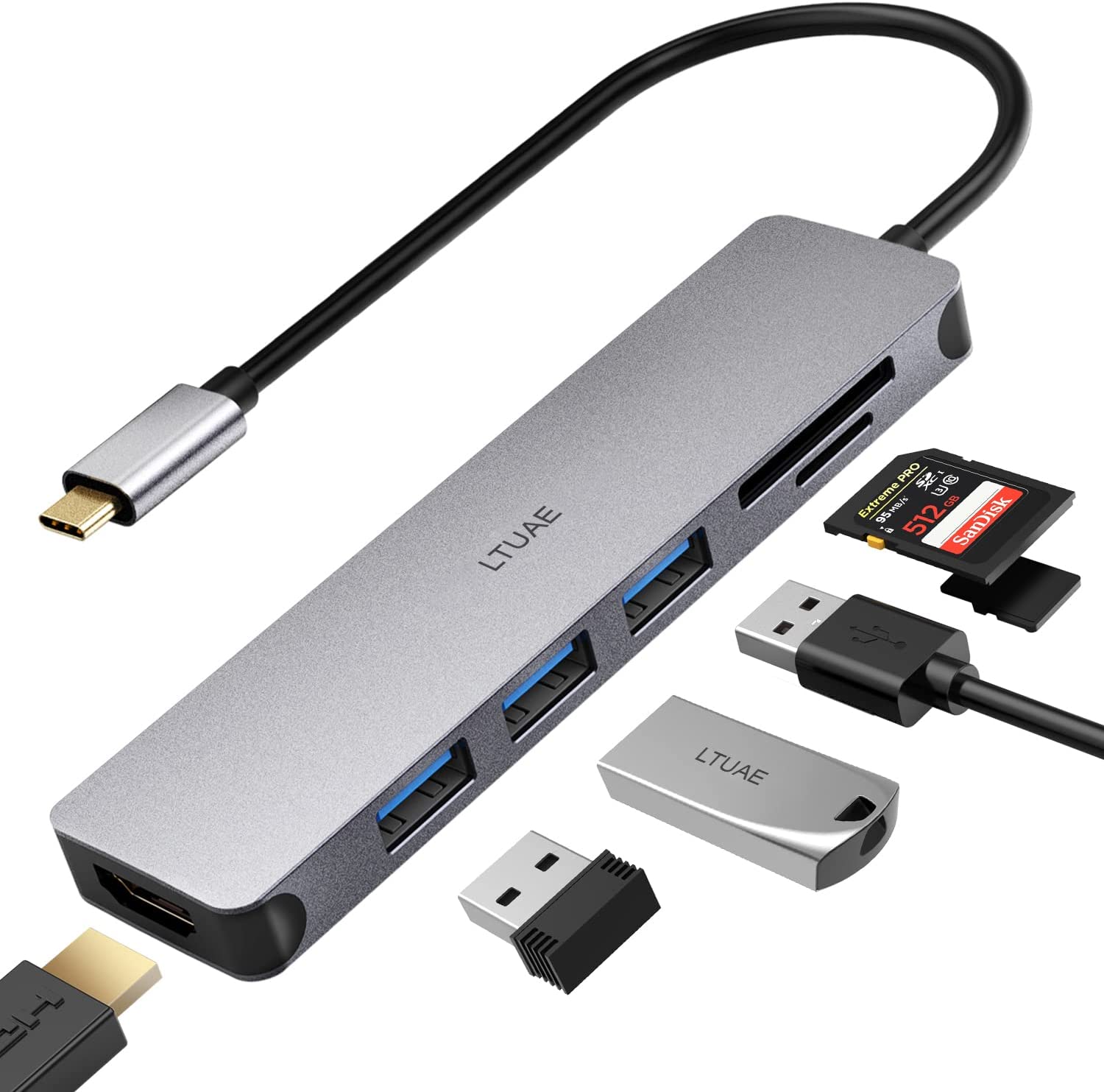 Hub USB C, 7 En 1