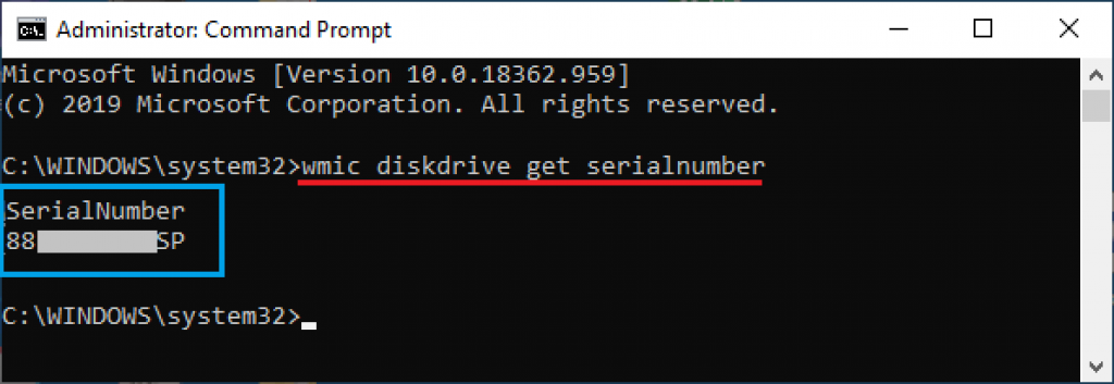 Wmic diskdrive get serialnumber
