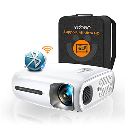 YABER Proyector Bluetooth Pro V7 9500L 5G Full HD 1080P WiFi, Corrección Trapezoidal Automática 6D y 4P/4D, Zoom Infinito, Proyector Portátil 4K HD para iOS/Android, etc.