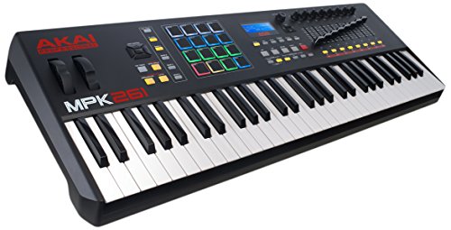 AKAI Professional MPK261 - Teclado Controlador MIDI USB de 61 Teclas Semi-contrapesadas, controles MPC asignables, 16 Pads, Q-links, botones, conectividad plug-and-play y Paquete de Software