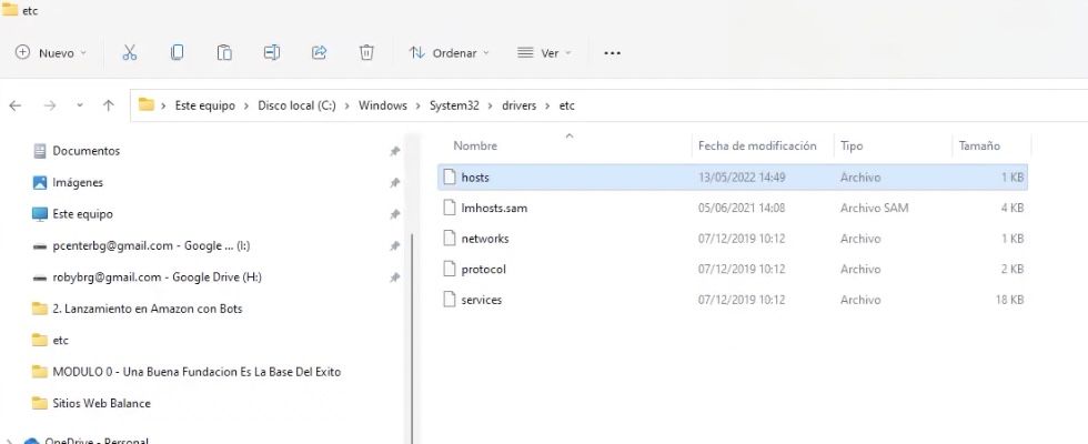 archivo hosts