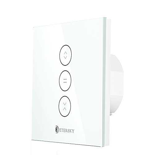 【LED Controlable】Wifi Interruptor Persiana, Etersky Interruptor Táctil Inteligente WiFi Controlable de APP y Voz, Compatible con Alexa/Google Home con Temprizador para Motor Persiana Tubular