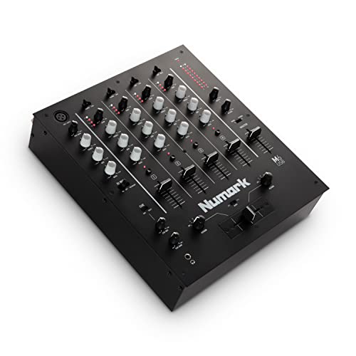 Numark M6 USB - Mezclador DJ de 4 canales, interfaz de audio integrada, EQ de 3 bandas, entrada micro y crossfader reemplazable con control de curva