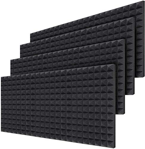 Ohuhu Insonorización Pirámide Espuma Absorción Aislamiento Acústica Paneles, Espuma acústica Pack de 24 planchas de alta calidad, Dimensiones 40,5 x 30,5 x 5 cm
