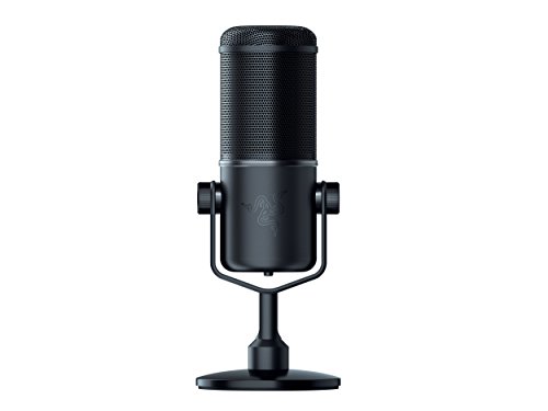 Razer Seiren Elite - Microphone à condensateur USB pour le streaming (compact avec amortisseur intégré, directivité supercardioïde, filtre passe-haut, limiteur numérique/analogique) Noir