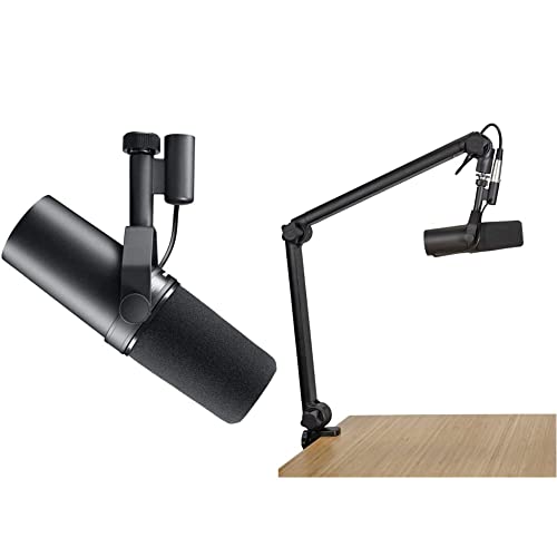 Shure SM7B micrófono dinámico Vocal+Soporte de Brazo Gator 3000 para transmisión, Podcast y grabación, micrófono de Estudio XLR para música y Voz, Sonido cálido y Suave, Parabrisas Desmontable