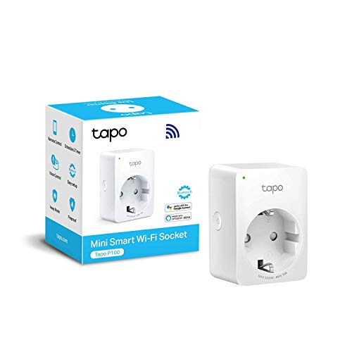 TP-Link TAPO P100 - Mini Enchufe Inteligente Wi-Fi, óptimo para programar el encendido/apagado y ahorrar energía, no necesita HUB, compatible con Alexa y Google Home, Color Blanco
