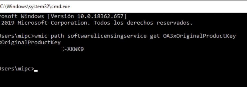 ver licencia Windows con CMD