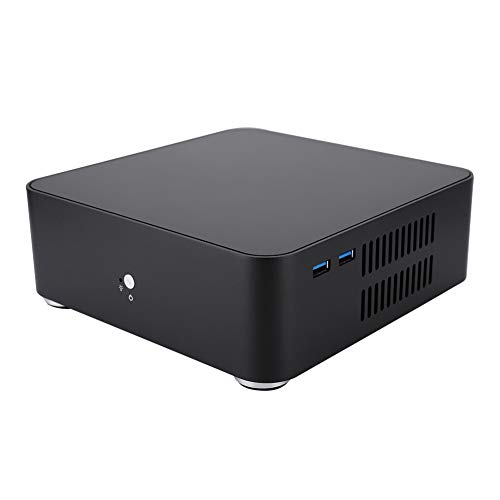 Caja ITX Mini, Caja Micro ITX Case USB3.0 HTPC, Superficie Mate, 3.5mm Ultrafina, Caja Mini ITX Gaming de Aleación de Aluminio para Ordenador de 6.69 * 6.69 Pulgadas (Negro)