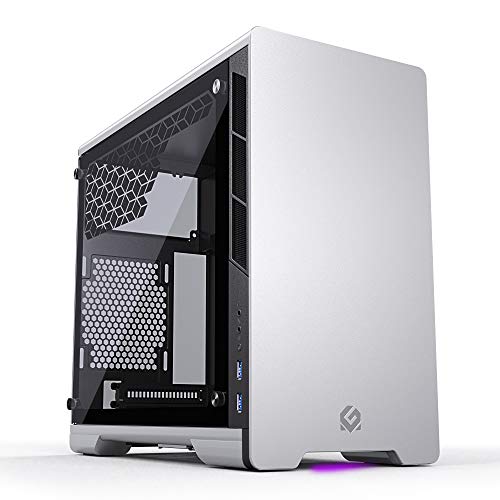 MetallicGear Neo Mini V2 Series Mini-ITX Case (MG-NE210_SR02), chasis Compacto, Aluminio granallado, Panel de Vidrio Templado, refrigeración líquida Listo - Plata