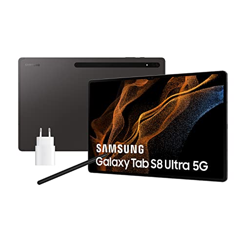 Samsung Galaxy Tab S8 Ultra con Cargador – Tablet Android de 14,6 Pulgadas, 128 GB, 5G, Negro (Versión Española)