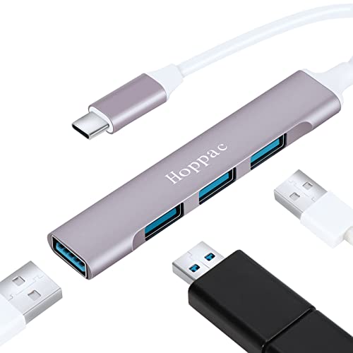 Hoppac Hub USB C,4 en 1 Adaptador USB C con 1 Puertos USB 3.0,3 Puerto USB 2.0 USB Tipo C Hub,Multipuerto USB C Dock Adaptador per MacBook Pro/Air/iPad Pro/ DELL XPS/Chromebook Dispositivos USB C
