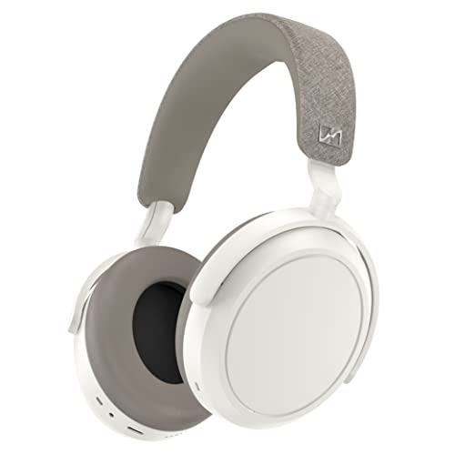 Auriculares Sennheiser MOMENTUM 4 Wireless: auriculares Bluetooth para llamadas nítidas con cancelación de ruido adaptativa, 60 horas de duración de la batería, sonido personalizable - Blanco