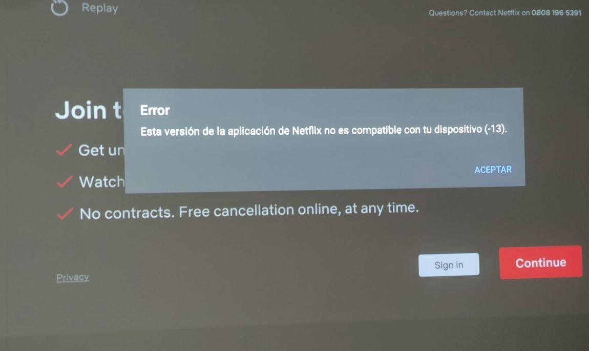 error netflix en proyector android tv