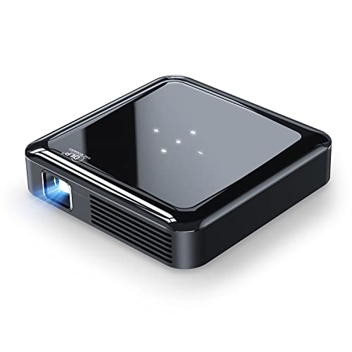 Mini Proyector con Batería, AKIYO Z9 DLP Proyector de Tiro Corto, Soporte HD 1080P, ±40° Keystone, USB-C, 90' Reproducción, para Teléfono, TV Stick, Altavoz, HDMI, Dormitorio, Exteriores(con Trípode)