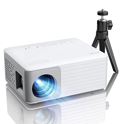 Mini Proyector Portátil con Tripode, 6500 Lumens Videoproyector Soporta HD 1080P, 2022 Actualizado AKIYO O1 Proyector Portátil Cine en Casa, para Movil/Teléfono/PC/PS4/TV Stick/HDMI, Regalo para Niños