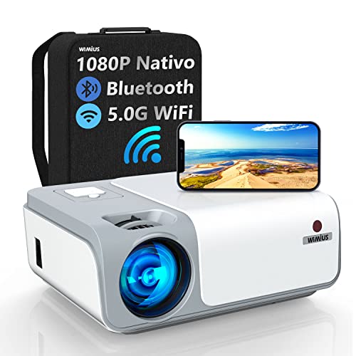 Proyector WiFi Bluetooth 9000 Lúmenes, WiMiUS Proyector Full HD 1080P Nativo Soporte 4K, Proyector WiFi Digital 4D y Función de Zoom 50%, Portátil Proyector Cine en Casa para iOS/Android/PS4/TV Stick