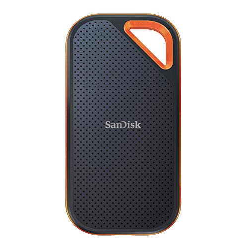 SanDisk SSD NVMe Extreme PRO de 2 TB (SSD NVMe portátil, USB-C, lectura de hasta 1050 MB/s y escritura de 1050 MB/s, robusto y resistente al agua, mosquetón)]