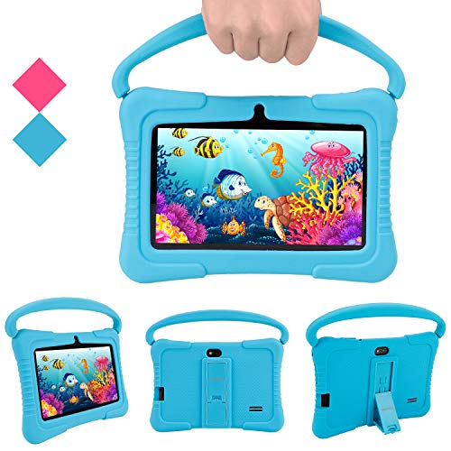 Tablet PC para niños, Tablet PC Androide Veidoo de 7 Pulgadas, 1GB / 16GB, Pantalla IPS de 1024x600, aplicación educativa, Linda Tablet PC con Funda de Silicona (Azul)