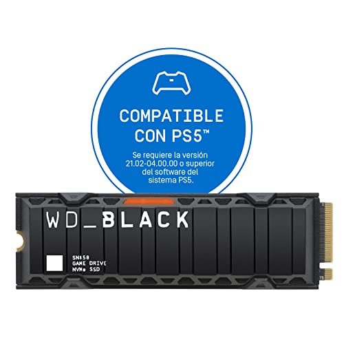 WD BLACK SN850 de 2 TB SSD NVMe con disipador térmico - Funciona con P55, M.2 2280, PCIe Gen 4, hasta 7000 MB/s velocidad de lectura