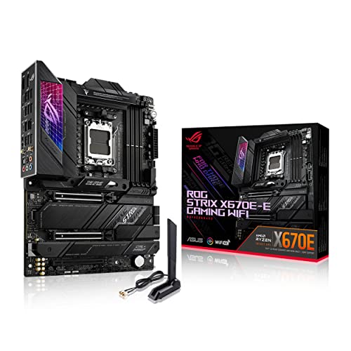 ASUS ROG Strix X670E-E Gaming WiFi - Placa Base ATX (AMD Ryzen AM5, VRM de 18 + 2 Fases, DDR5, 4 Ranuras M.2 con disipadores térmicos, PCIe 5.0, USB 3.2 Gen 2 x 2, WiFi 6E, AI Cooling II y Aura Sync)