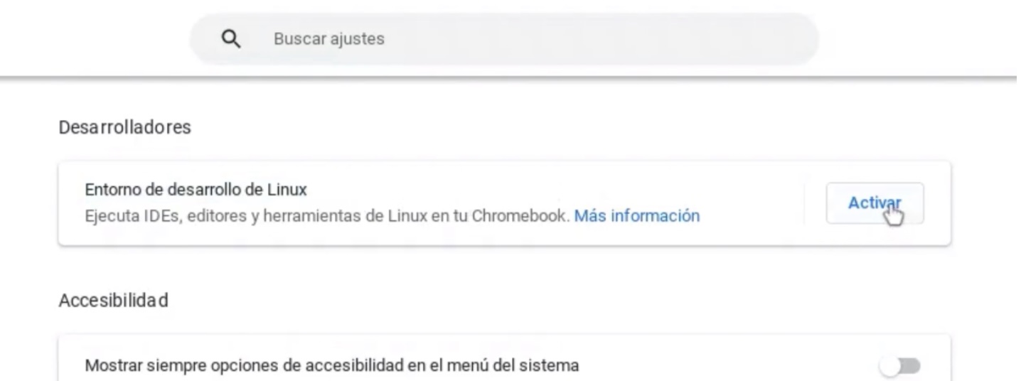 configurar Linux en Chrome OS