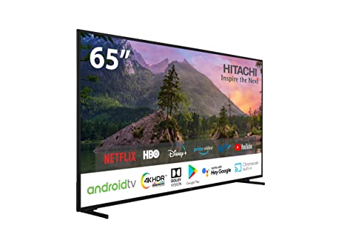 H I T A C H I 65HAK5350 Android Smart TV 65 Pulgadas, 4K Ultra HD, HDR10, Dolby Vision, Bluetooth, Google Play, Chromecast Integrado, compatible con Google Assistant, Tuner satélite