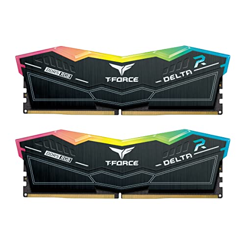 TEAMGROUP T-Force Delta RGB DDR5 32GB Kit (2x16GB) 6400MHz (PC5-51200) CL40 Módulo de Memoria de Escritorio Ram (Negro) para Z690 - FF3D532G6400HC40BDC01