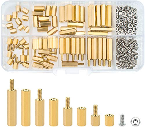 120 Piezas M3 Separador de Latón Hexagonal,Macho Hembra Tornillo Espaciador Roscado para Surtido de Espaciadores de Placa Base de PCB