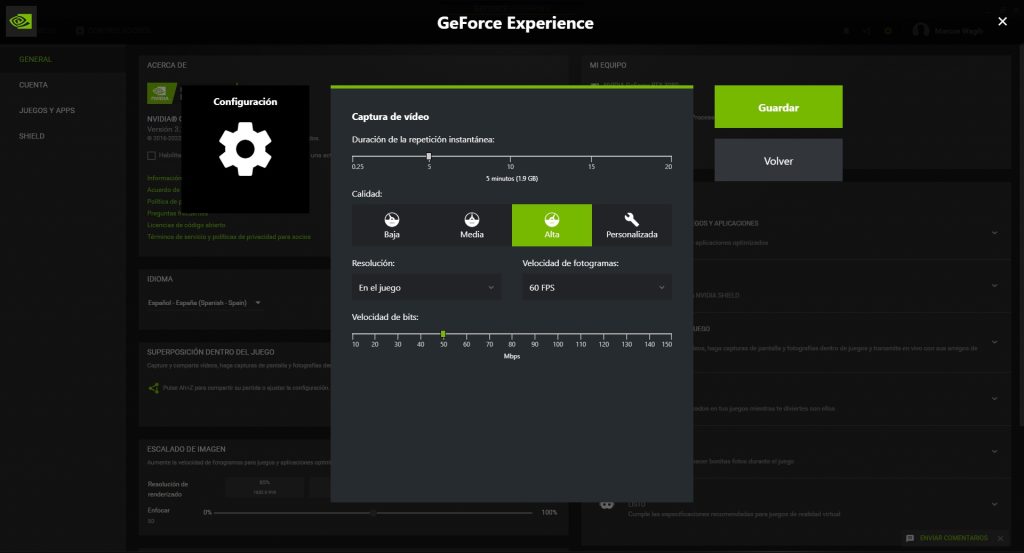 Cómo grabar la pantalla con NVIDIA GeForce Experience