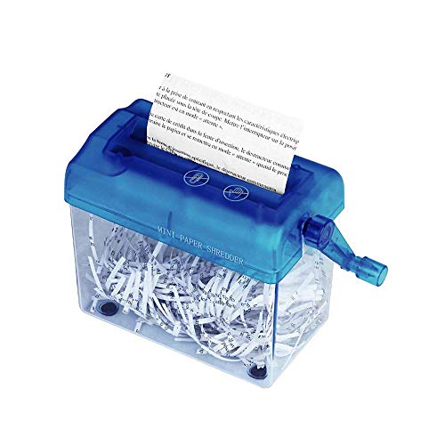 Destructora de Papel, A6 Destructora Maual de papel y Documentos, Herramienta de Corte Recto para la Oficina, Escuela o uso Doméstico, color Azul (Corte Recto, Capacidad de Hasta 3 Hojas)
