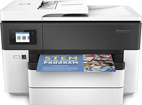 HP OfficeJet Pro 7730 Y0S19A, Impresora Multifunción Tinta de Formato Ancho A3/A4, Imprime, Escanea, Copia y Fax, Wi-Fi, Ethernet, USB 2.0, HP Smart App, Pantalla LCD Táctil, Blanca