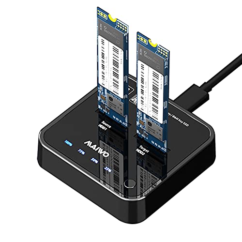 MAIWO M.2 SATA Estación de Acoplamiento, USB3.0 SSD Clon Duplicador, Diseño sin Herramientas, Compatible con B&M Key SSD, Admite la Función de Clonación Fuera de Línea con un Clic (K3016S)