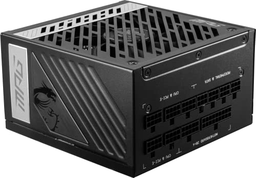 MSI MPG A1000G ATX - Fuente de alimentación para PC (1000 W, gestión de Cables Totalmente Modular, 80 Plus Gold, Color Negro), MPGA1000G