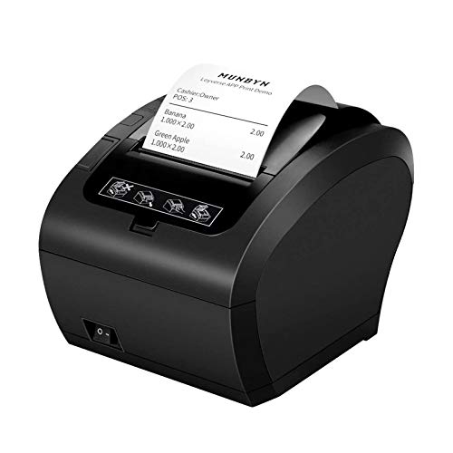 MUNBYN-[USB] Impresora de Ticket Térmica, Impresora Recibos 80mm, Velocidad de Imprimir 300mm/s ESC/POS Compatible con Windows/Mac/Chromebook