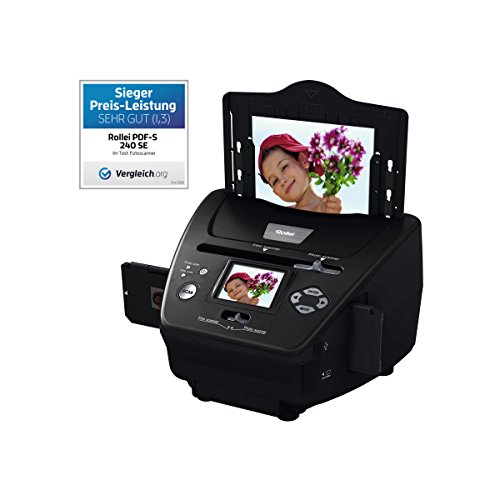 Rollei PDF-S 240 SE - Escáner múltiple para fotos, diapositivas y negativos, proceso de escaneo en segundos, incl. software de edición de imágenes - negro