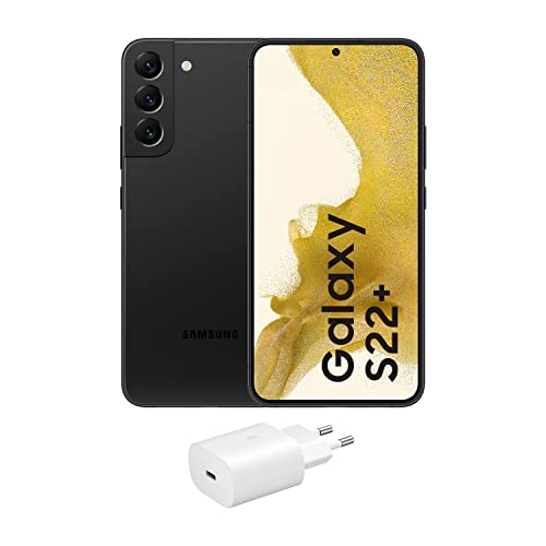 Samsung Galaxy S22+ 5G (128 GB) Phantom Negro + Cargador – Teléfono Móvil libre, Smartphone Android (Versión Española)